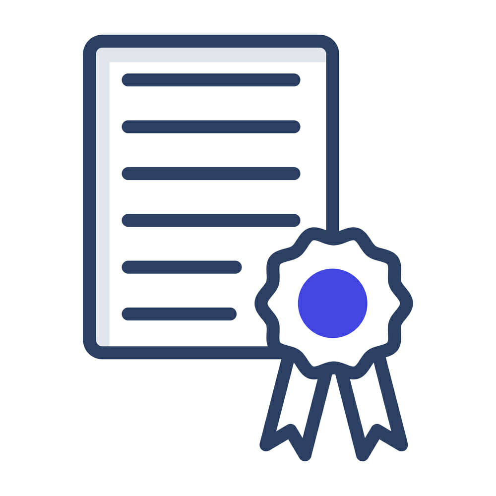 Badge with document, certificate icon